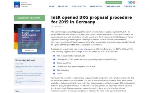 InEK opened DRG proposal procedure for 2019 in Germany ...