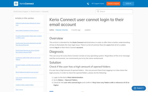 Kerio Connect user cannot login to their email account ...