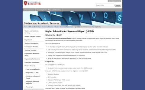 Higher Education Achievement Report (HEAR) — University ...