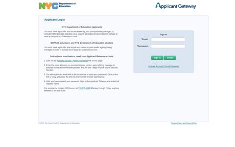 Applicant Gateway - nycenet.edu