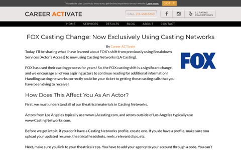 FOX Casting Change: Now Exclusively Using Casting Networks