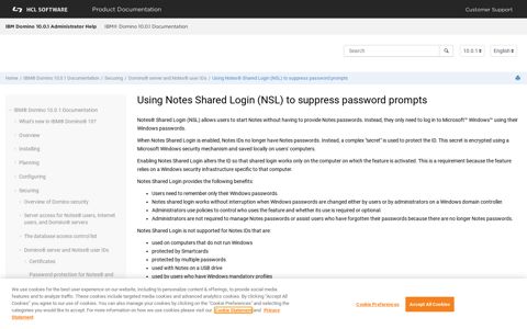 Using Notes Shared Login (NSL) to suppress password prompts