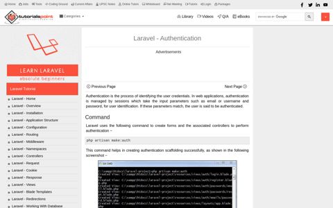 Laravel - Authentication - Tutorialspoint