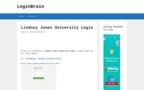 lindsey jones university login - LoginBrain