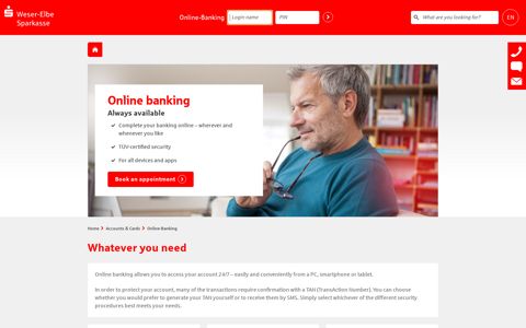 Online-Banking - Always available - Weser-Elbe Sparkasse