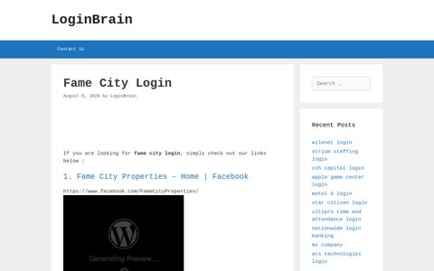 fame city login - LoginBrain