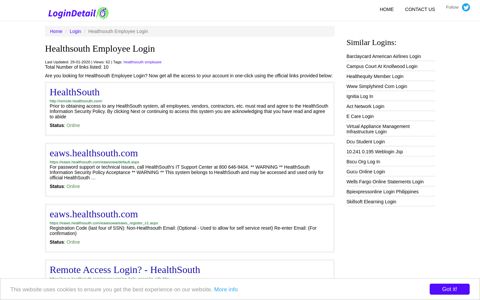 Healthsouth Employee Login HealthSouth - http://remote ...