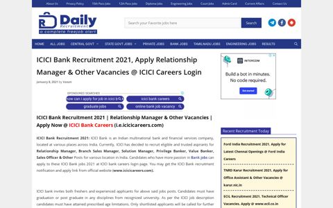 ICICI Bank Recruitment 2020, Apply Sales Manager & Other ...