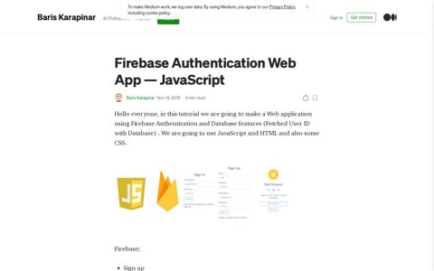 Firebase Authentication Web App — JavaScript | by Baris ...