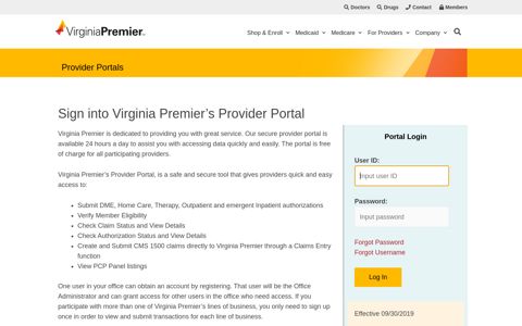 Provider Portals | Virginia Premier