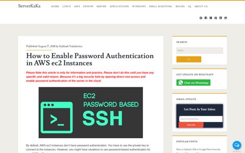 How to Enable Password Authentication in AWS ec2 Instances