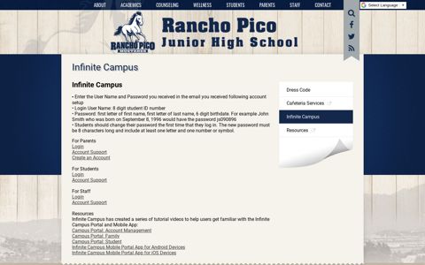 Infinite Campus – Students – Rancho Pico Junior High