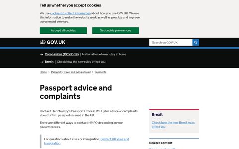 Passport advice and complaints - GOV.UK