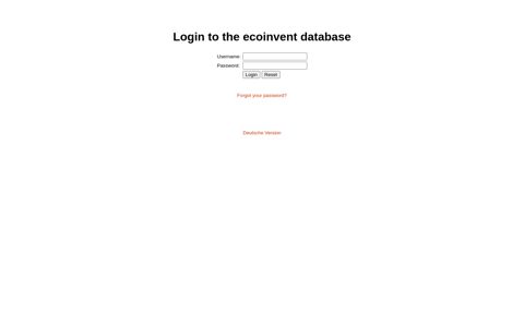 Login to the ecoinvent database