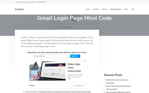 Gmail Login Page Html Code - - DotNetTec