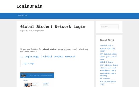 Global Student Network - Login Page - LoginBrain
