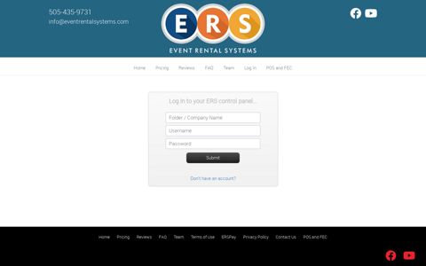 Login page for all ERS customers - Event Rental Systems