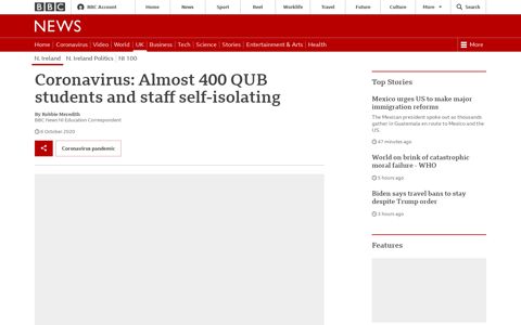 Coronavirus: Almost 400 QUB students and staff self-isolating ...