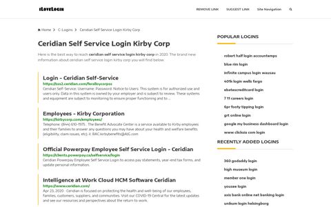 Ceridian Self Service Login Kirby Corp ❤️ One Click Access