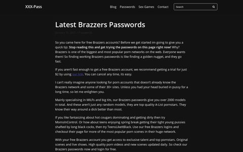 Latest Brazzers Passwords - XXX-Pass