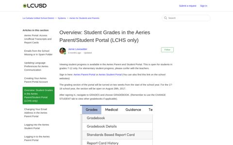 Overview: Student Grades in the Aeries Parent/Student Portal ...