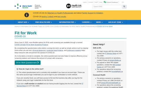 novel coronavirus (COVID-19) Fit for Work | Alberta Health ...