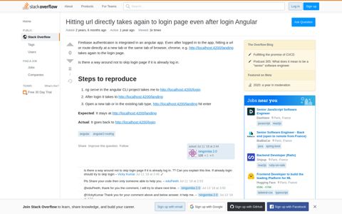 Hitting url directly takes again to login page even after login ...