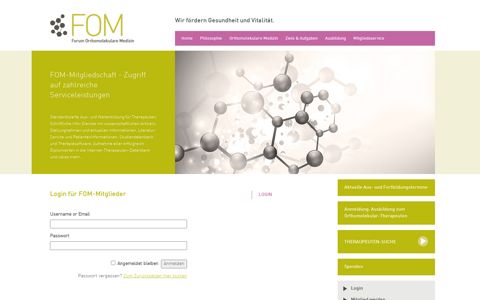 Login | FOM - Forum Orthomolekulare Medizin e.V.