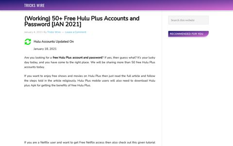 (Working) 50+ Free Hulu Plus Accounts and Password [DEC ...