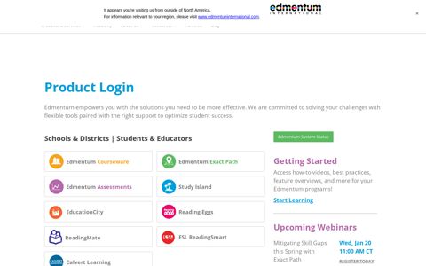 Product Login | Edmentum