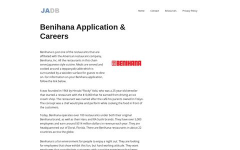 Benihana Application - Benihana Careers - (APPLY NOW)