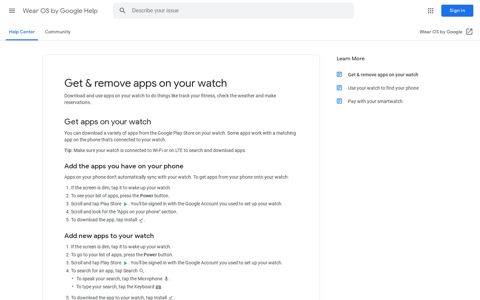 Get & remove apps on your watch - Wear OS by Google Help