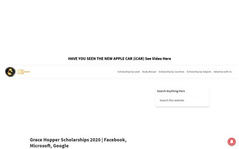 Grace Hopper Scholarships 2020 | Facebook, Microsoft, Google