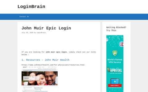 John Muir Epic - Resources - John Muir Health - LoginBrain