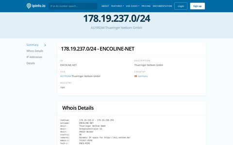 178.19.237.0/24 Netblock Details - Thueringer Netkom GmbH ...