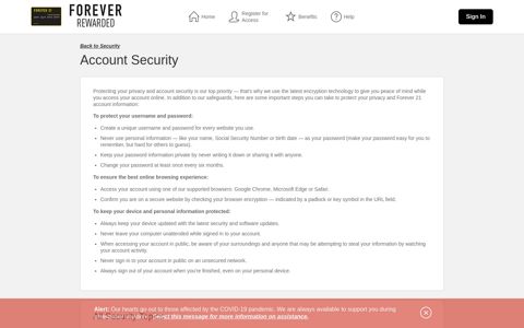 Forever 21 Credit Card - Account Security - Comenity