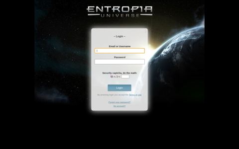 Login - Entropia Universe - Account