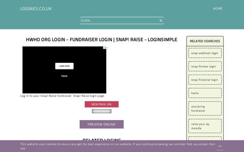 Hwho Org Login - Fundraiser Login | Snap! Raise - LoginSimple