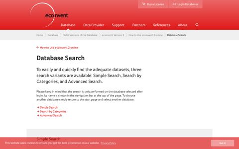 Database Search – ecoinvent