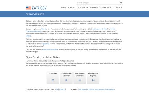 Open Government - Data.gov