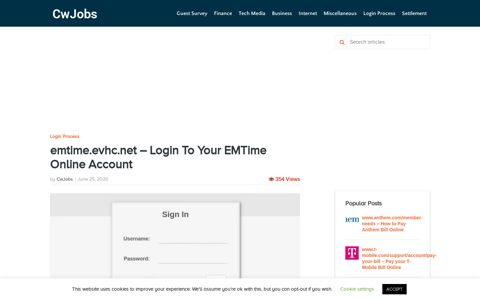 emtime.evhc.net - Login To Your EMTime Online Account