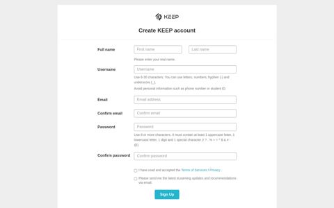Create KEEP account