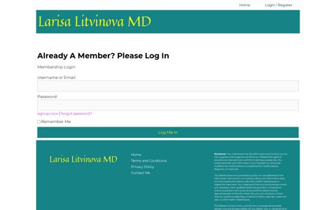 Login – Larisa Litvinova MD