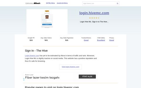Login.hivemc.com website. Sign In - The Hive.