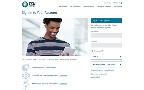 Sign In to Your Account | TXU Energy