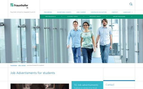 Job Advertisments for students - Fraunhofer IIS