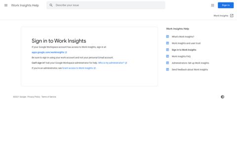 Sign in to Work Insights - Work Insights Help - Google Support