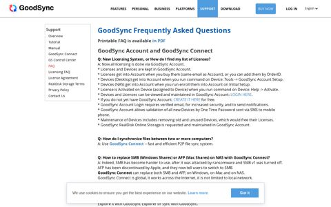 GoodSync Frequently Asked Questions