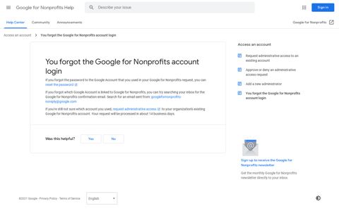 You forgot the Google for Nonprofits account login - Google for ...