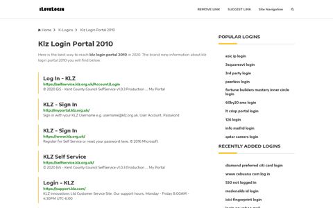 Klz Login Portal 2010 ❤️ One Click Access - iLoveLogin